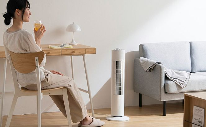 扇風機 タワーファン コンパクト TWF-M74 ホワイト アイリスオーヤマ　スリム扇風機 スリムファン 左右首振り ファン タワー 省スペース 首振り おしゃれ 新生活 1人暮らし 送風 縦型扇風機 タイマー リビング扇風機