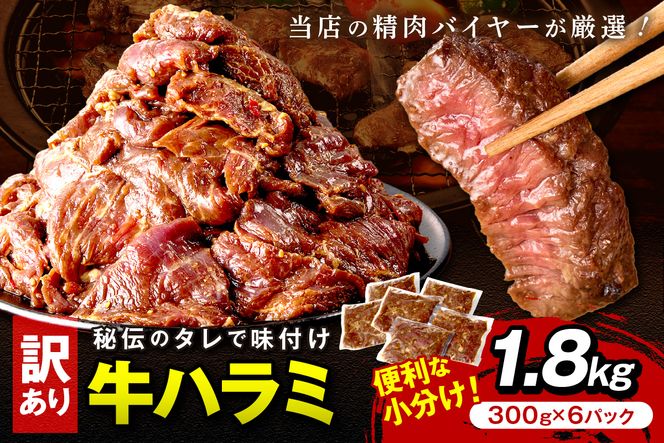 【訳あり】牛ハラミ（サガリ） 秘伝のタレ込み 味付け肉 1.8kg（300g×6パック）（2026年1月上旬～発送） 牛肉 訳あり はらみ さがり 味付け肉 小分け 個包装 牛肉 タレ漬け 手作り 焼肉 肉 牛ハラミ わけあり 訳有り ワケアリ 焼肉 日用品　YK00463