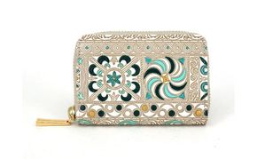 【文庫屋大関】ファスナー 小銭入れ 錦紗＜緑＞【皮革工芸品】財布 牛革 コンパクト 東京