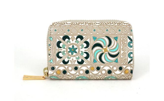 【文庫屋大関】ファスナー 小銭入れ 錦紗＜緑＞【皮革工芸品】財布 牛革 コンパクト 東京