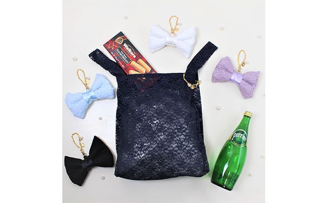 〈Chaleur シャルール〉Ribbon marcheレース【M】サイズ ファッション かばん トートバッグ 手提げ 