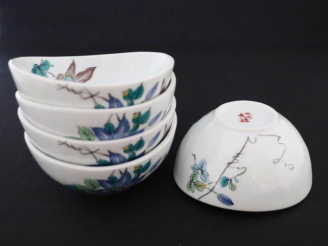 九谷焼　3.5号小鉢揃　鉄仙 （5枚セット）a01 食器 キッチン雑貨 キッチンアイテム 雑貨 小物 お皿 食卓 テーブルコーディネート 