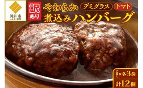 【訳あり】やわらか煮込みハンバーグ(デミグラスソースとトマトソース)200gx6袋(2種各3袋)