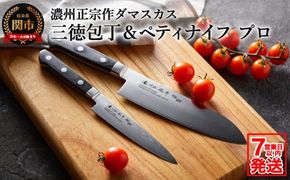 H25-104 濃州正宗作 ダマスカス 包丁2点セット プロフェッショナル 【7営業日以内発送】