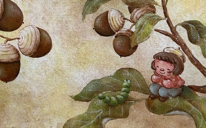 【一点物】絵画「どんぐり村のバースデーパーティー」 糸島市 / 工房はーべすと[AYA080]