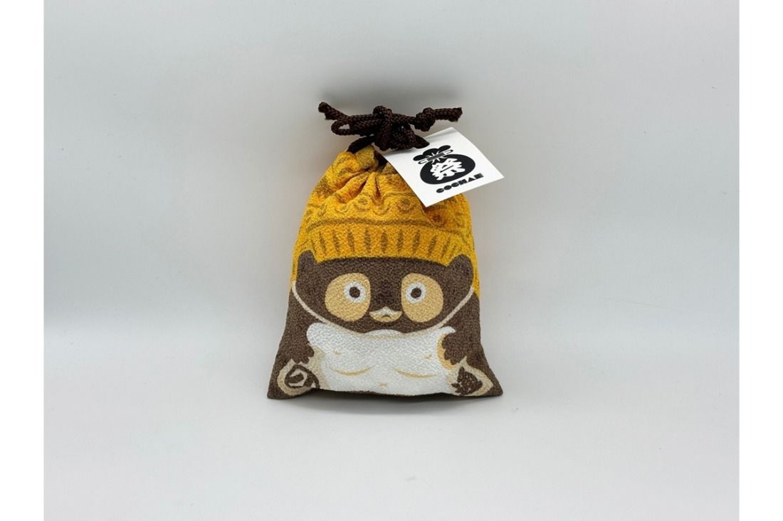丹後ちりめん 祭巾着(たぬき) サイズ:約17cm×13cm DZ00027-09