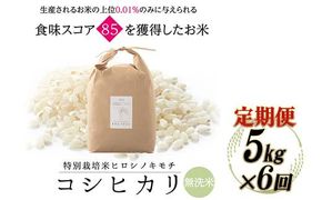 令和8年度　新米 【6回定期】特別栽培米 コシヒカリ ヒロシノキモチ 無洗米 5kg 総計30kg 陽咲玲 米 お米 コメ 無洗米 ご飯 ごはん 富山県産 富山県 立山町 F6T-1038