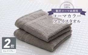 005A615 コーマカラーフェイスタオル 2枚（スレイトグレー) 【泉州タオル 国産 吸水 薄手 普段使い 無地 シンプル 日用品】