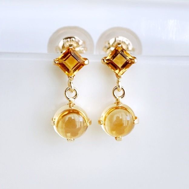 【ジュエリー】K10 イエローゴールド  シトリン 揺れる ピアス 保証書付 SR-2012 242-003-c