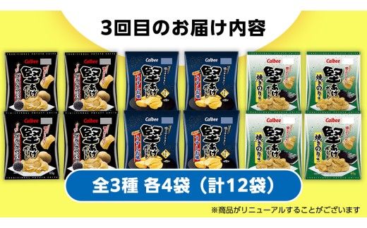  【 スナック菓子 3ヶ月 定期便 】 カルビー 湖池屋 人気 48袋 詰め合わせ バラエティ セット スナック ポテトチップス ポテチ ポテトチップ 菓子 お菓子 おかし おやつ おつまみ 大量 BIGBAG 堅あげポテト のりしお うすしお ブラックペッパー 頒布会 ジャガイモ じゃがいも まとめ買い [DA018us]