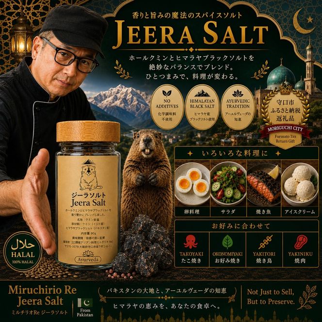 ジーラソルト クミン岩塩(ロースト)｜スパイス 調味料 ロースト クミン 塩 岩塩 香辛料 ミックススパイス エスニック 料理用 下味 味付け BBQ アウトドア 肉料理 野菜料理 [2619]