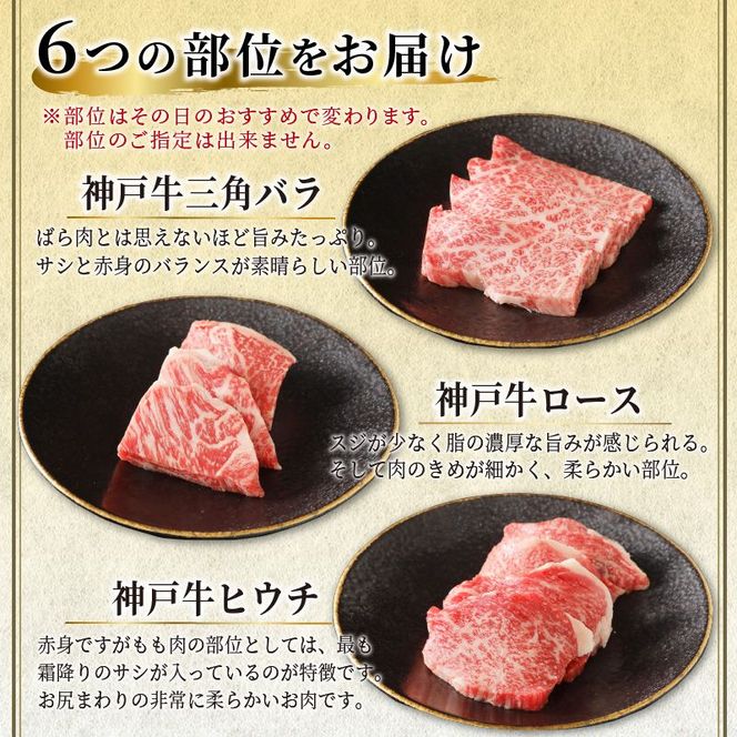 自社牧場直送神戸牛6点食べ比べ焼肉（600g）【2403A00104】