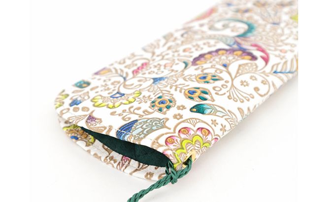 【文庫屋大関】メガネケース　孔雀【皮革工芸品】 ファッション小物 民芸品 