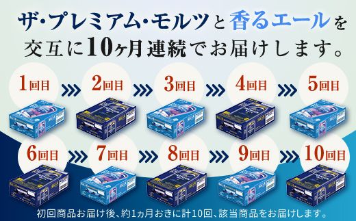 FK7-0462_【プレモル2種交互10回定期便】ザ・プレミアム・モルツ/香るエール 各350ml×24本 熊本県 嘉島町 ビール