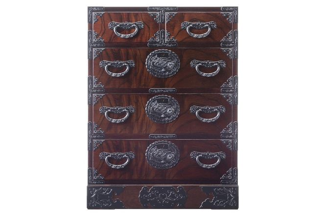 仙台箪笥 五ツ抽箪笥 拭き漆塗り (申込書返送後、1ヶ月～6ヶ月程度でお届け) 欅産業 職人 おすすめ 船箪笥 [インテリア タンス 収納 家具 和 モダン 高級 和箪笥 小箪笥 伝統 工芸品 仏壇 仏具 神具 飾り棚 欅 漆塗 彫金 金具 装飾 仙台箪笥 船箪笥 舟箪笥 宮城 利府 欅産業]|06_kyk-040301