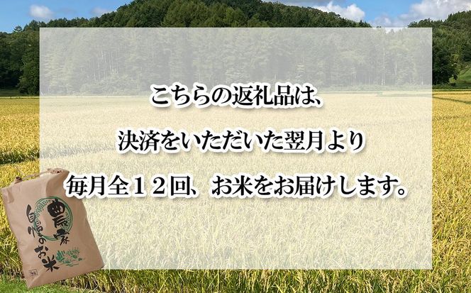 ＜ 定期便 12回 ＞ 北海道産 希少米 おぼろづき 白米 5kg 毎月12回