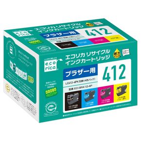 エコリカ【ブラザー用】LC412-4PK 互換リサイクルインク（型番：ECI-BR412-4P）　ブラザー リサイクル インク 互換インク カートリッジ インクカートリッジ カラー オフィス用品 プリンター インク 山梨県 富士川町