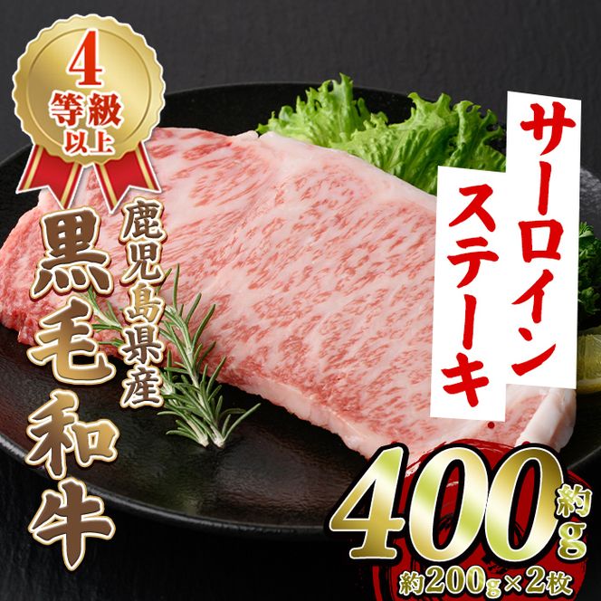 鹿児島県産 黒毛和牛 4等級以上 サーロイン ステーキ (約400g・約200g×2枚) 国産 牛肉 サーロイン ステーキ 4等級 バーベキュー BBQ おかず 冷凍 ステーキ肉 お肉 大判 個包装 【スターゼン】　akn042-68