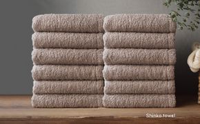 G3494 【TVで紹介！】おぅ！え～やん フェイスタオル（ブラウン）12枚【泉州タオル 国産 吸水 普段使い 無地 シンプル 日用品 家族 ファミリー】 