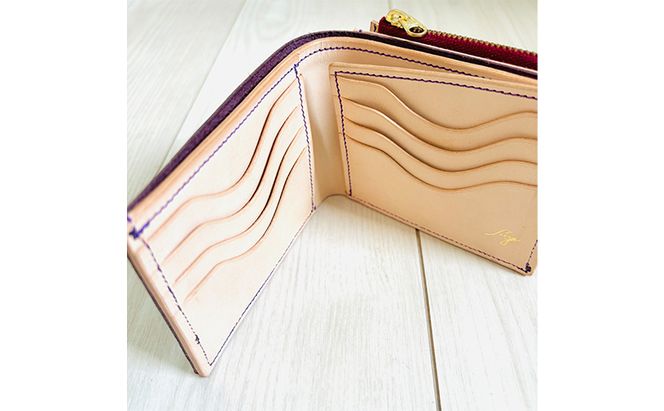 財布 本格毛皮 ハーフウォレット パープルｘダルメシアン コンパクトウォレット 高級皮革 レザー 小銭入れ 札入れ コンパクト ダルメシアン ギフト 日用品 雑貨 日進市 愛知県