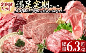 【定期便全6回】黒毛和牛・黒豚を交互にお届け！＜志布志牛・豚 満足定期コース＞計6.3kg超！ t0100-032