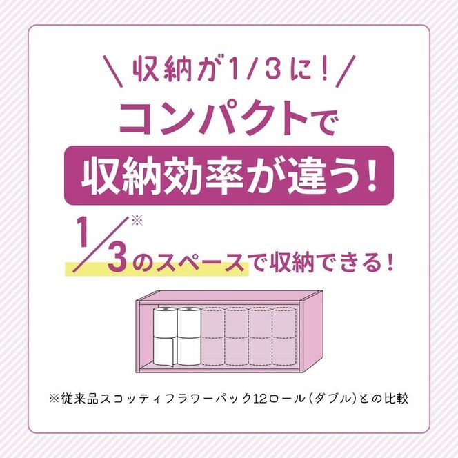 定期便 トイレットペーパー ダブル スコッティ 3倍長持ち 4ロール × 1パック フラワーパック 香り付き《 3ヶ月ごと計 4回 》