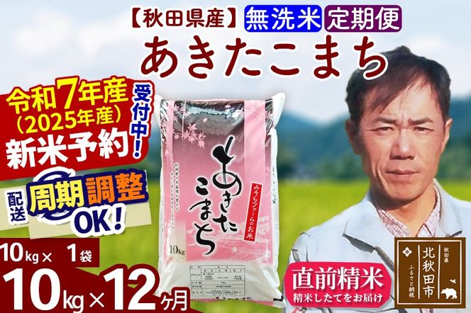 ※令和7年産 新米予約※《定期便12ヶ月》秋田県産 あきたこまち 10kg【無洗米】(10kg袋) 2025年産 お届け周期調整可能 隔月に調整OK お米 みそらファーム|msrf-30612