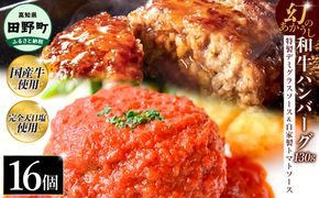 幻のあかうし和牛ハンバーグ 16個入り 1個130g 特製デミソース トマトソース付き 田野屋青蜂 白鯆 完全天日塩練り込み 肉 お肉 国産牛 おかず おいしい お取り寄せ 冷凍 配送 高知県 田野町