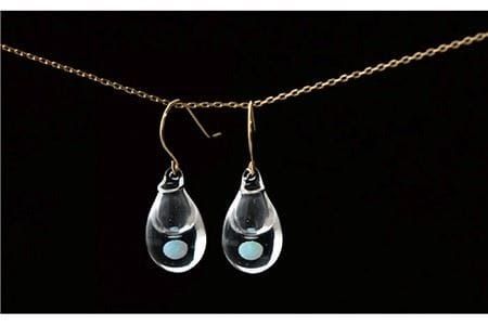 moonアロマ フック ピアス しずく / アイス K18YG 《糸島》【タビノキセキ】[ADB025] アクセサリー アロマ ピアス ガラス ハンドメイド クラフト