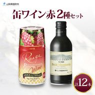 缶ワイン 赤 2種 飲み比べ プレミアム缶ワイン プティモンテリアルージュ 各300ml×6本 計12本 モンデ酒造 缶ワイン赤 酒 お酒 贈答 ギフト 晩酌 宅飲み 家飲み キャンプ BBQ パーティー アウトドア 送料無料 山梨県 笛吹市  177-4-167