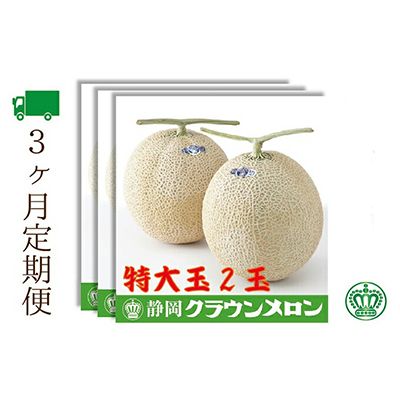 【3ヶ月定期便】クラウンメロン（白等級）特大玉　2玉入 