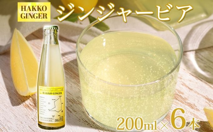 北海道 自家製 ジンジャービア 200ml×6本 HAKKO GINGER 発酵 ジンジャー ビール 生姜 レモン 辛口 ノンアルコール 炭酸 ヘルシー 野菜飲料 野菜ジュース 飲料類 炭酸飲料