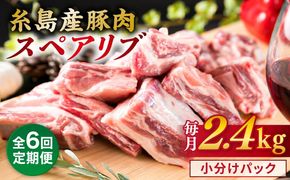 【全6回定期便】【 バーベキュー ・ 煮込み用 】約2.4kg 糸島産豚肉 スペアリブ 糸島市 / 糸島ミートデリ工房 [ACA333] 豚肉ブロック焼肉焼き肉 バーベキュー BBQ 赤身肉 小分け