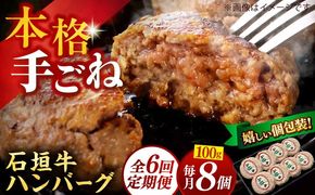 【全6回定期便】沖縄県産石垣牛ハンバーグセット 800g (100g×8個) 牛 ハンバーグ 冷凍 ギフト お取り寄せ 沖縄市 / お肉屋本店[BCAZ013]