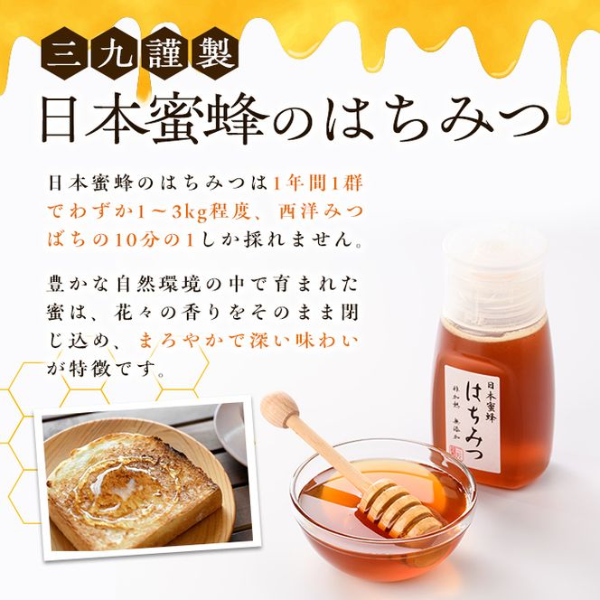 数量限定！日本蜜蜂 はちみつ(300g) 国産 蜂蜜 ハチミツ 日本ミツバチ 非加熱 ハニー ボトル 【三九】akn006-17