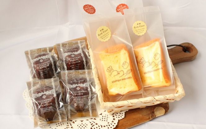 伊賀米コシヒカリ米粉シフォンケーキとシフォンケーキとカヌレ詰合せ mnma0002