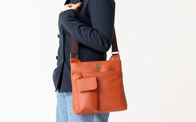 豊岡工房 牛革  スマホが取り出し易いショルダーバッグ（4332）キャメル / ボディショルダーバッグ 斜めがけ 柔らかい シュリンク牛革 メンズ レディース かばん カバン バッグ 鞄 国産 日本製 小田清株式会社