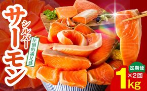 099Z345 サーモン 定期便 1kg×全2回【ポーション 訳あり サイズ不揃い 刺身 海鮮丼 さーもん サラダ カルパッチョ 鮭 さけ シャケ しゃけ 人気 小分け 冷凍 家計応援】