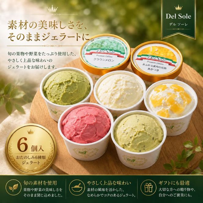 デルソーレ　ジェラート★大人気！旬の6種詰め合せ★（6個入り）セット 袋井市