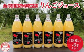 山ノ内町産サンふじ使用！りんごジュース 1000cc×6本セット 果汁飲料 アップルジュース フルーツジュース ソフトドリンク 山ノ内町産りんご サンふじ100％ 