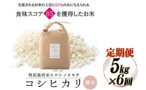 【6回定期】特別栽培米 コシヒカリ ヒロシノキモチ 精米 5kg 総計30kg ブランド米 銘柄米 国産 米 お米 日本米 ギフト 贈り物 備蓄 防災 食品 陽咲玲 はるざれ F6T-991