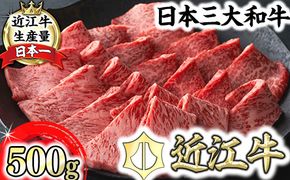 【一週間以内発送】【寛閑観】近江牛焼肉用『霜降り×赤身ミックス』500g（冷蔵）【FR23W】