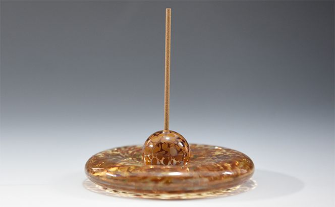 玉模様ガラスお香立て　ゴールド〈ガラス インテリア 小物 お香立て 工芸品 民芸品 雑貨〉 日用品 