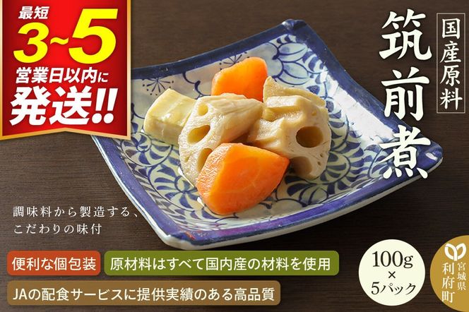 国産原料 筑前煮 100g×5パック [筍 竹の子 たけのこ タケノコ 人参 にんじん ニンジン]|06_kkm-370501
