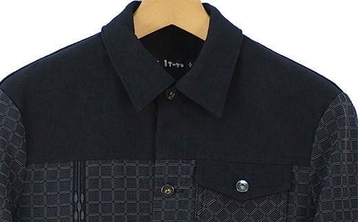 みんさー織 総手織りブルゾン（楕円ヒチガーラ ブラック）Mサイズ AZ-56-1