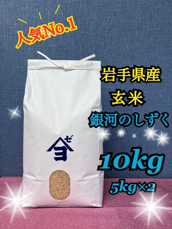 【定期便6か月】岩手県産銀河のしずく 10kg(5㎏×2）　玄米 【2597】