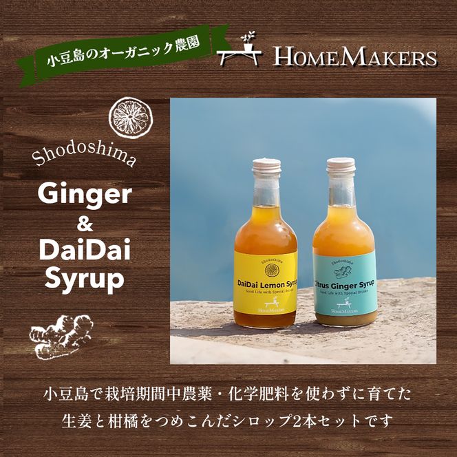 【 小豆島 】小豆島ジンジャー&ダイダイレモンシロップ2本セット シロップ ジンジャー  飲料 ドリンク シロップ ギフト 贈り物 香川 香川県 土庄 土庄町