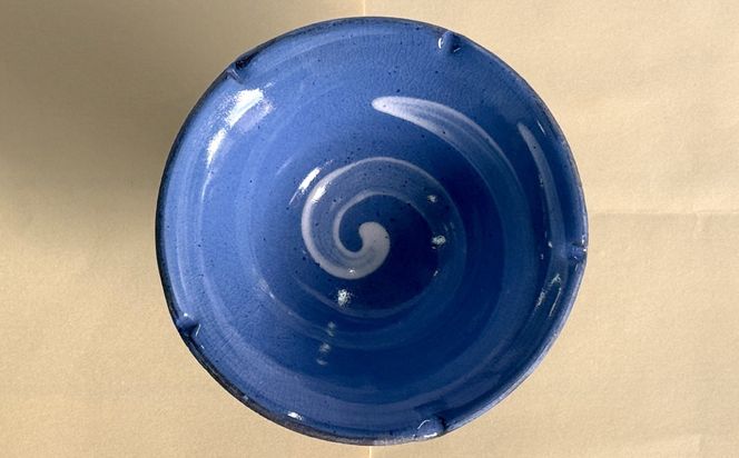 やちむんデザート皿 (青)  食器 陶器  工芸品 ギフト 沖縄市 / 唐仙窯[BCBK014-01]
