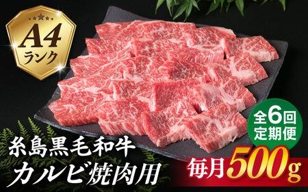 【全6回定期便】【焼肉用】A4ランク 糸島 黒毛和牛 カルビ 500g 糸島市 / 糸島ミートデリ工房 [ACA294]