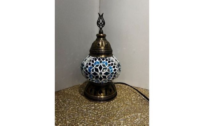 トルコランプCHIGASAKI インテリア テーブルランプ 明かり おしゃれ 置物 烏帽子岩デザイン さわやか 青 ブルー 店舗 お店 寝室 リビング 玄関 エキゾチック 